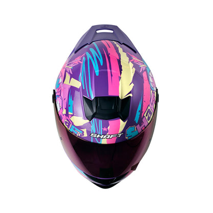 CASCO SHAFT SH-502 SHARKIE MORADO AZUL VISOR IRIDIUM MORADO