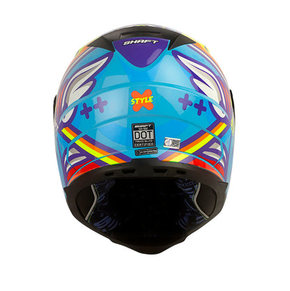 CASCO SHAFT SH-502 STYLE AZUL AMARILLO NEON VISOR IRIDIUM
