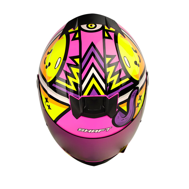 CASCO SHAFT SH-502 STYLE FUCSIA AMARILLO NEON VISOR IRIDIUM
