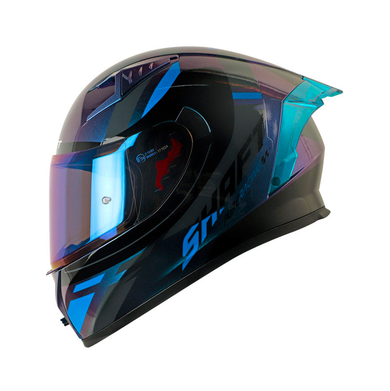 CASCO SHAFT SH-526SP LORE CAMALEON AZUL VISOR HUMO