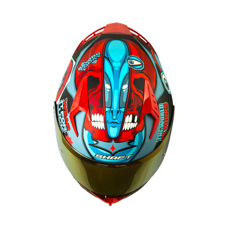 CASCO SHAFT SH-526SP EVO LUCKY MATE NEGRO ROJO VISOR IRIDIUM
