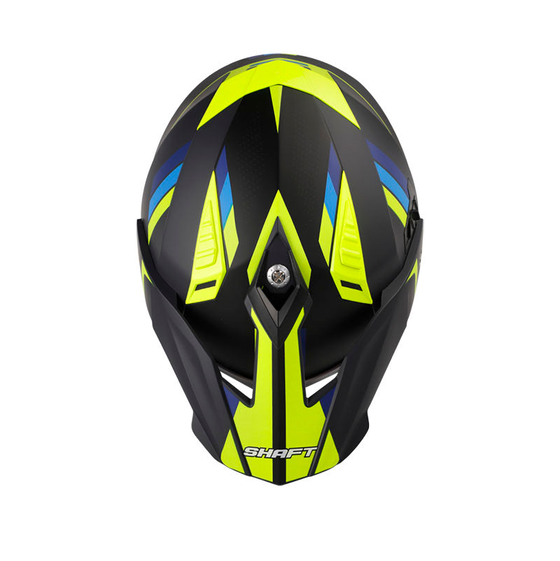 CASCO SHAFT SH-MX380DV DOTS AZUL NAVY AMARILLO NEON