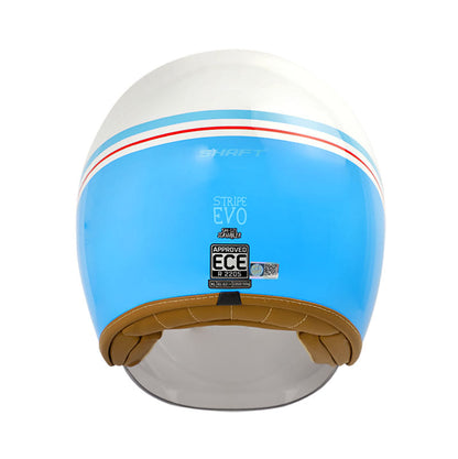 CASCO SHAFT SH-121 SCRAMBLE STRIPES BLANCO AZUL VISOR HUMO