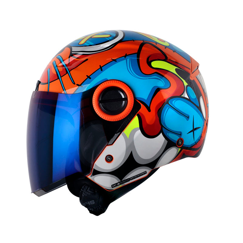 CASCO SHAFT SH-212 TEDYOSO NARANJA NEON AZUL VISOR AZUL