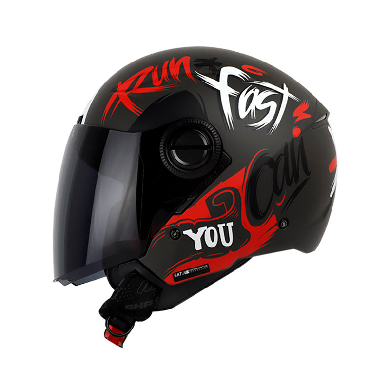 CASCO SHAFT SH-212 DROP MATE NEGRO ROJO VISOR HUMO
