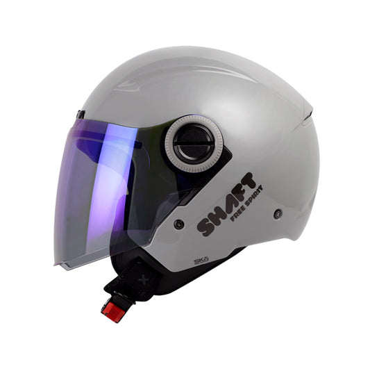 CASCO SHAFT SH-212 SOLID GRIS CLARO NEGRO VISOR PLATA