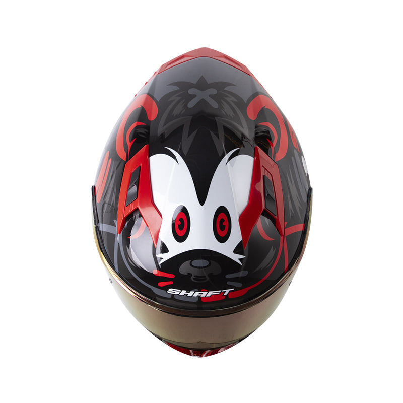 CASCO SHAFT SH-522SP BEARTY NEGRO ROJO VISOR IRIDIUM ROJO