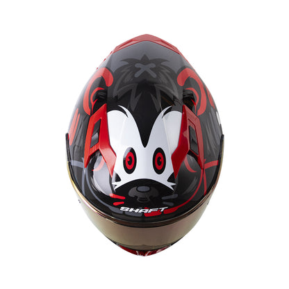 CASCO SHAFT SH-522SP BEARTY NEGRO ROJO VISOR IRIDIUM ROJO