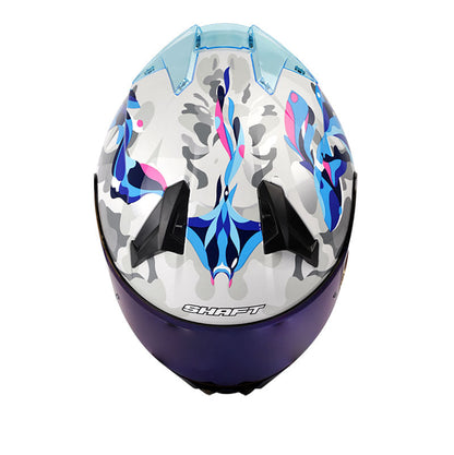 CASCO SHAFT SH-560 AQUARIA BLANCO AZUL VISOR IRIDIUM AZUL