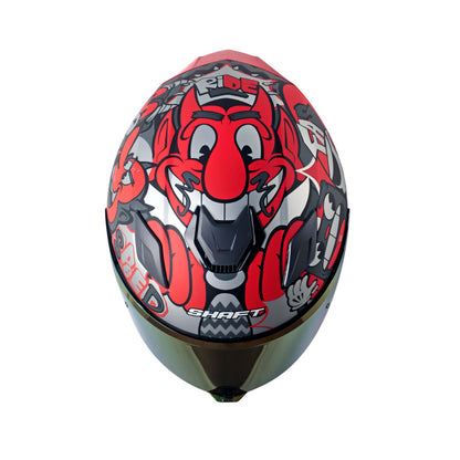 CASCO SHAFT SH-559 DIMON MATE GRIS OSCURO ROJO VISOR IRIDIUM