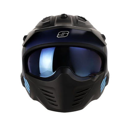 CASCO SHAFT SH-225 EXPERT MATE NEGRO AZUL VISOR IRIDIUM AZUL