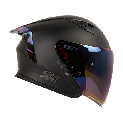 CASCO SHAFT SH-226SP SOLID MATE NEGRO VISOR IRIDIUM AZUL