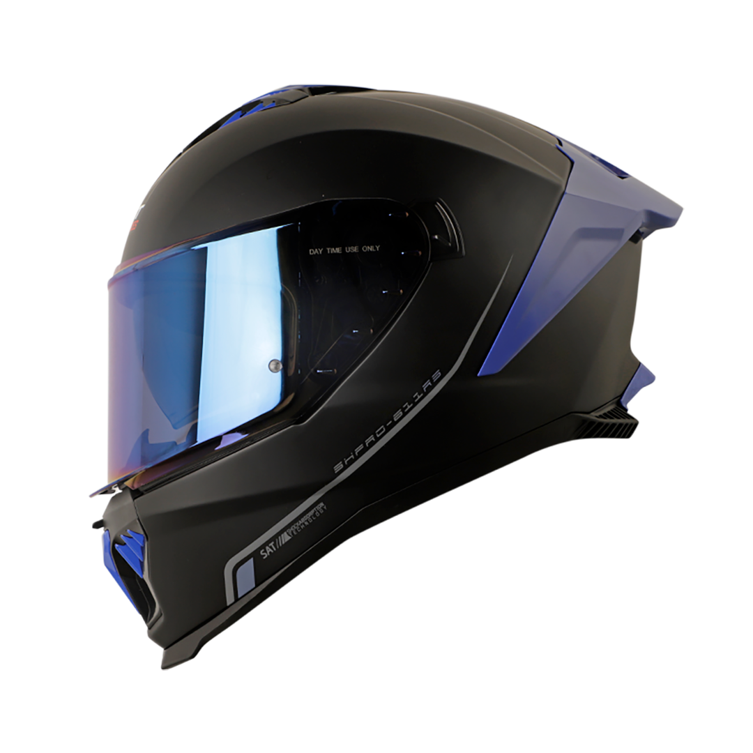 CASCO SHAFT SH-611RS PRO XOLID MATE NEGRO AZUL VISOR IRIDIUM