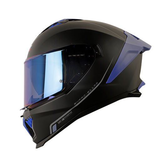 CASCO SHAFT SH-611RS PRO XOLID MATE NEGRO AZUL VISOR IRIDIUM