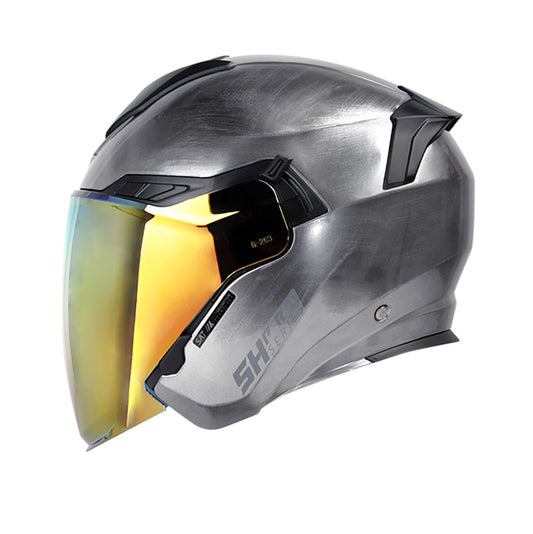 CASCO SHAFT SH-235DV PRO SOLID MATE PLATA VISOR IRIDIUM ROJO
