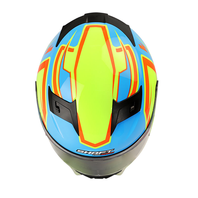 CASCO SHAFT SH-545PRO RACETRACK AZUL AMARILLO NEON