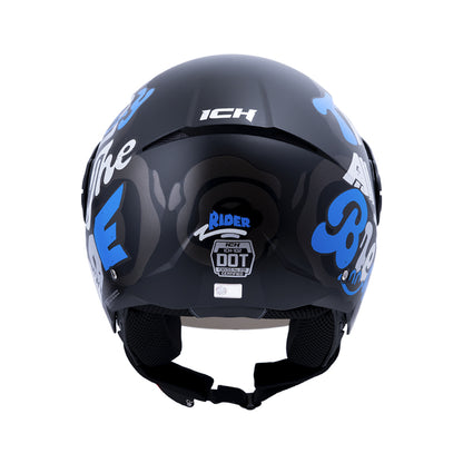 CASCO ICH ICH-102 RIDER MATE NEGRO AZUL VISOR HUMO