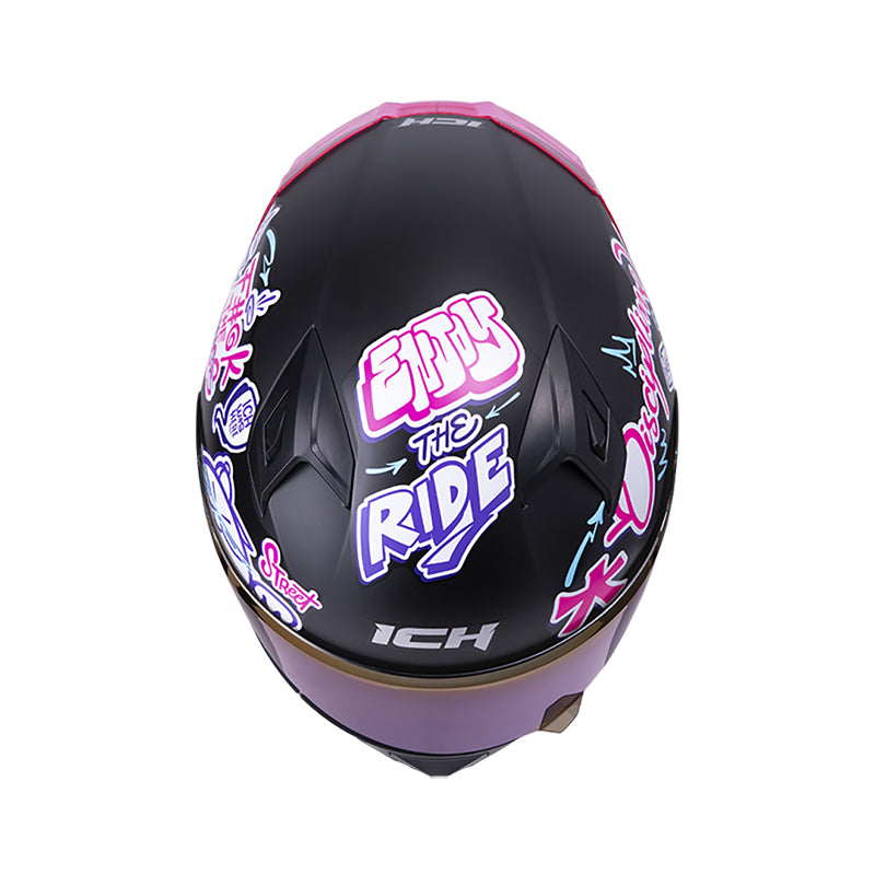 CASCO ICH-503 SKILL MATE NEGRO MORADO VISOR AZUL