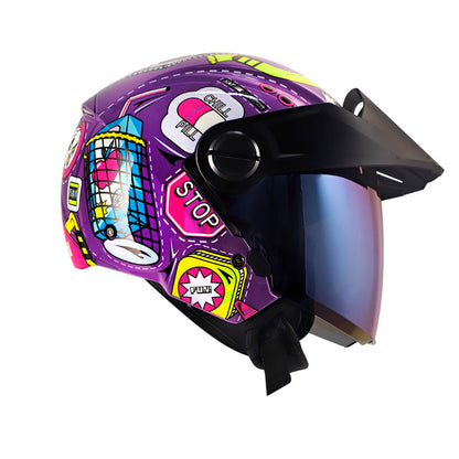 CASCO SHAFT SH-212 BAGGAGE MORADO FUCSIA VISOR IRIDIUM