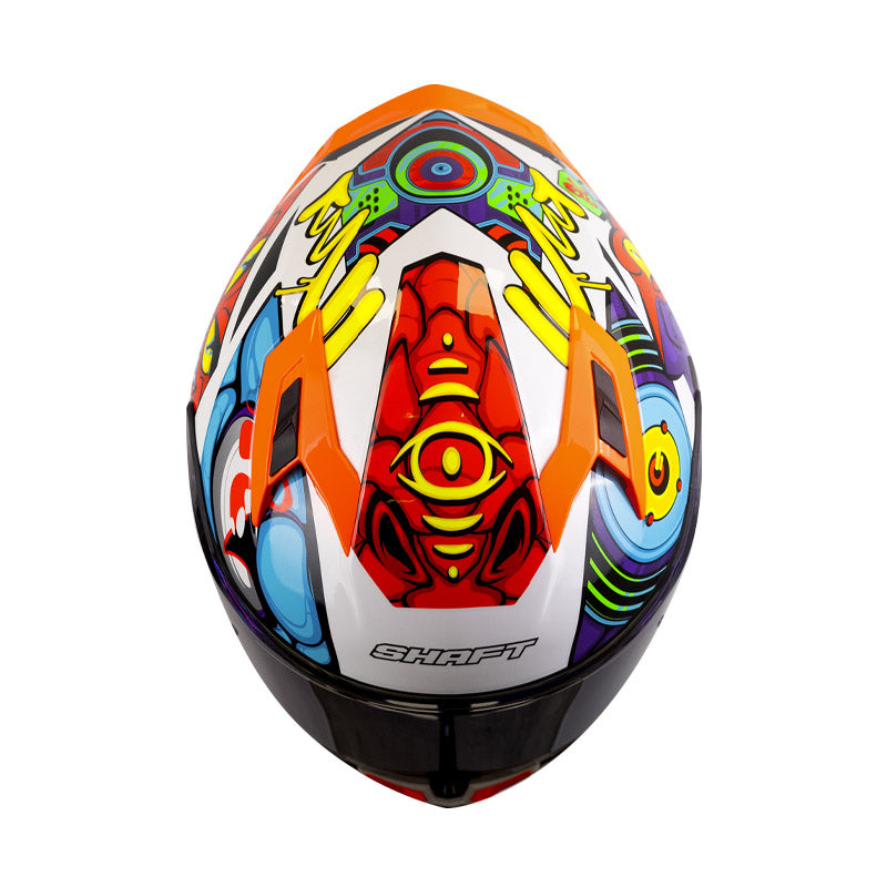 CASCO SHAFT SH-522SP COMIC MONSTER EVO BLANCO NARANJA NEON