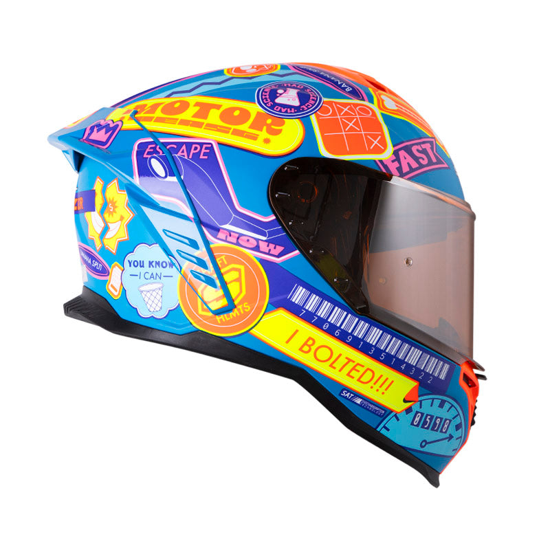 CASCO SHAFT SH-598GTR RANDOMIZE MATE AZUL NARANJA NEON