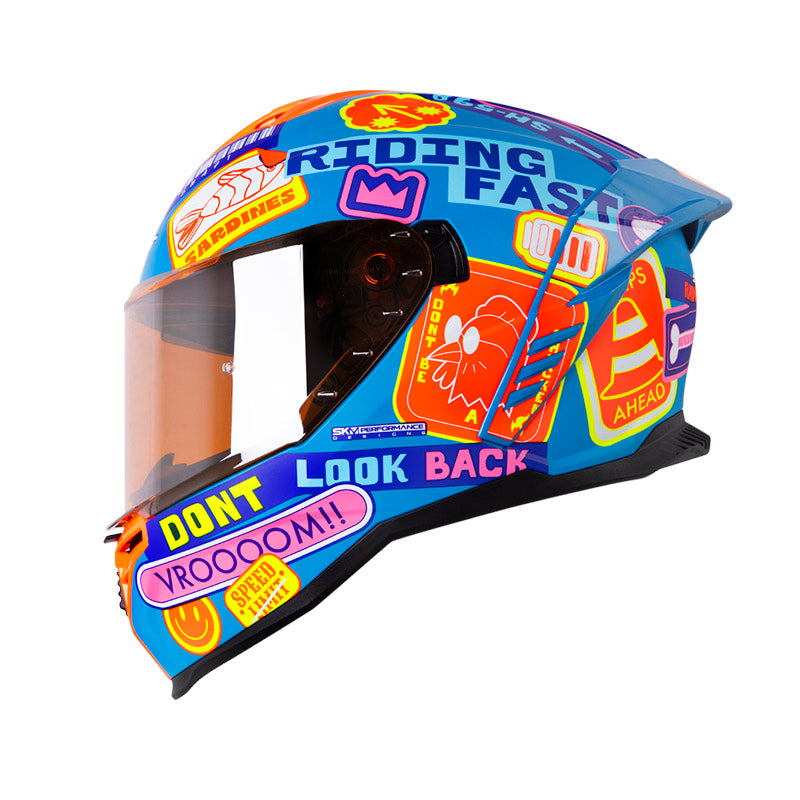 CASCO SHAFT SH-598GTR RANDOMIZE MATE AZUL NARANJA NEON