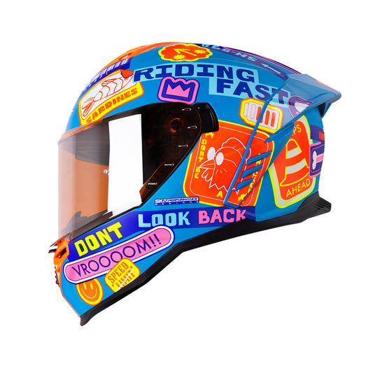 CASCO SHAFT SH-598GTR RANDOMIZE MATE AZUL NARANJA NEON