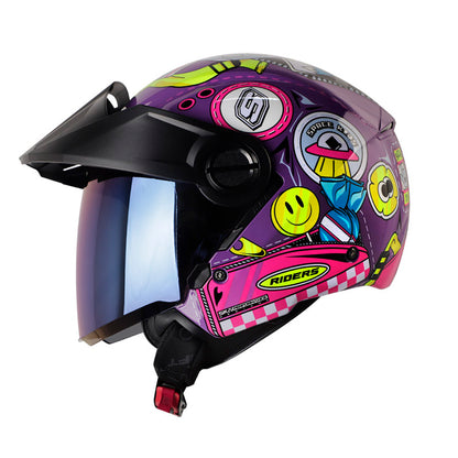 CASCO SHAFT SH-212 BAGGAGE MORADO FUCSIA VISOR IRIDIUM