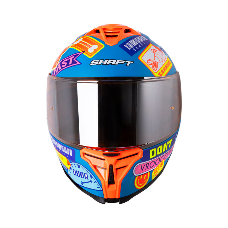 CASCO SHAFT SH-598GTR RANDOMIZE MATE AZUL NARANJA NEON