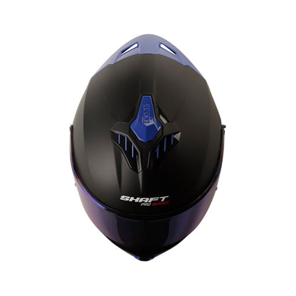 CASCO SHAFT SH-611RS PRO XOLID MATE NEGRO AZUL VISOR IRIDIUM