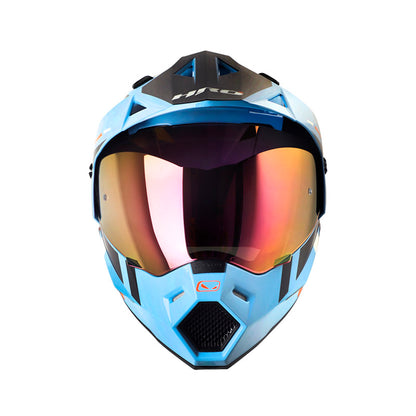 CASCO HRO HRO-MX330DV DRY AZUL NARANJA VISOR IRIDIUM