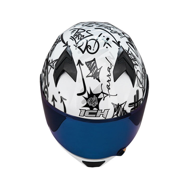 CASCO ICH ICH-503SP PARCE BLANCO NEGRO VISOR AZUL