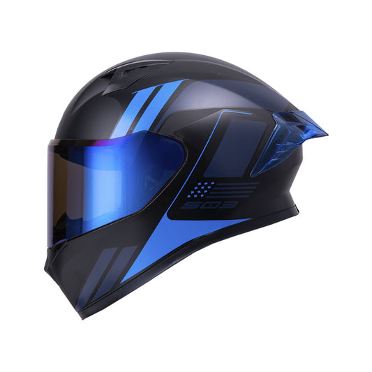 CASCO ICH-503 NEZA MATE NEGRO AZUL VISOR AZUL