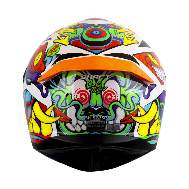 CASCO SHAFT SH-522SP COMIC MONSTER EVO BLANCO NARANJA NEON