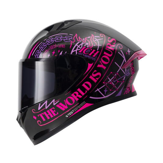 CASCO ICH ICH-503 NAS NEGRO FUCSIA VISOR HUMO