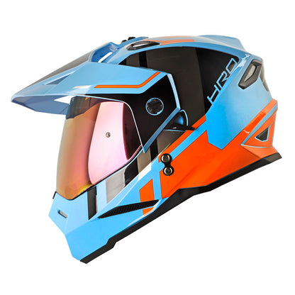 CASCO HRO HRO-MX330DV DRY AZUL NARANJA VISOR IRIDIUM