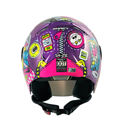 CASCO SHAFT SH-212 BAGGAGE MORADO FUCSIA VISOR IRIDIUM