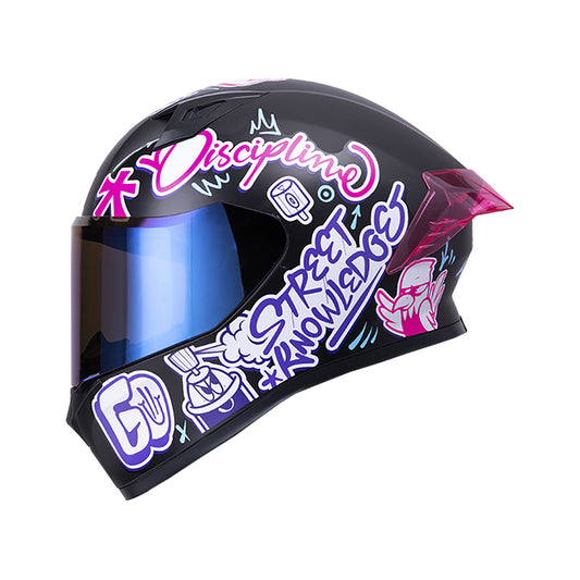 CASCO ICH-503 SKILL MATE NEGRO MORADO VISOR AZUL