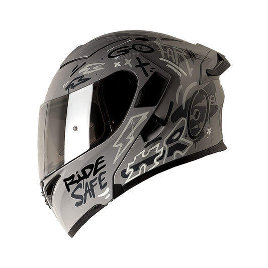 CASCO HRO HRO-3400DV EVO DESTROY GRIS BLANCO VISOR PLATA
