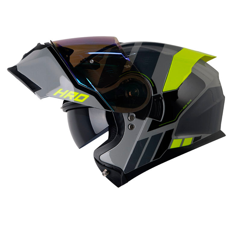 CASCO HRO HRO-3440 DV ROC GRIS AMARILLO NEON VISOR IRIDIUM AZUL