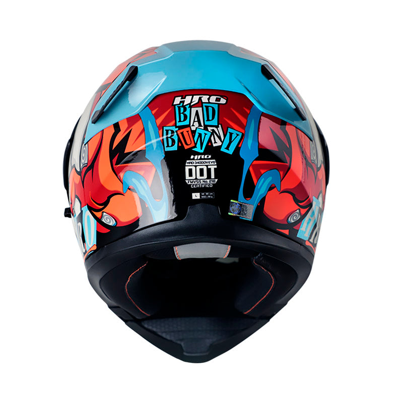 CASCO HRO HRO-3400DV EVO BAD BUNNY NARANJA NEON AZUL IRIDIUM