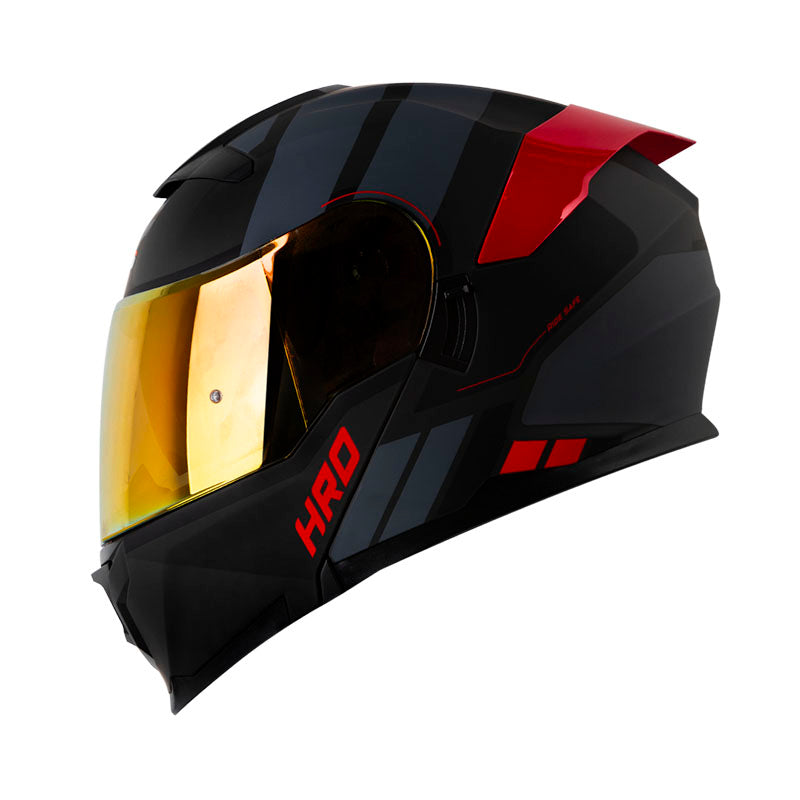 CASCO HRO HRO-3440 DV ROC MATE GRIS OSCURO ROJO VISOR IRIDIUM