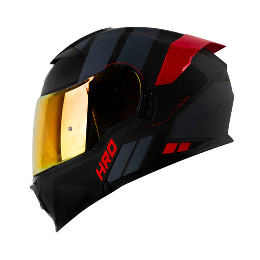 CASCO HRO HRO-3440 DV ROC MATE GRIS OSCURO ROJO VISOR IRIDIUM