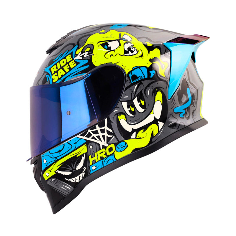 CASCO HRO HRO-506SP MISTERY GRIS OSCURO AMARILLO NEON