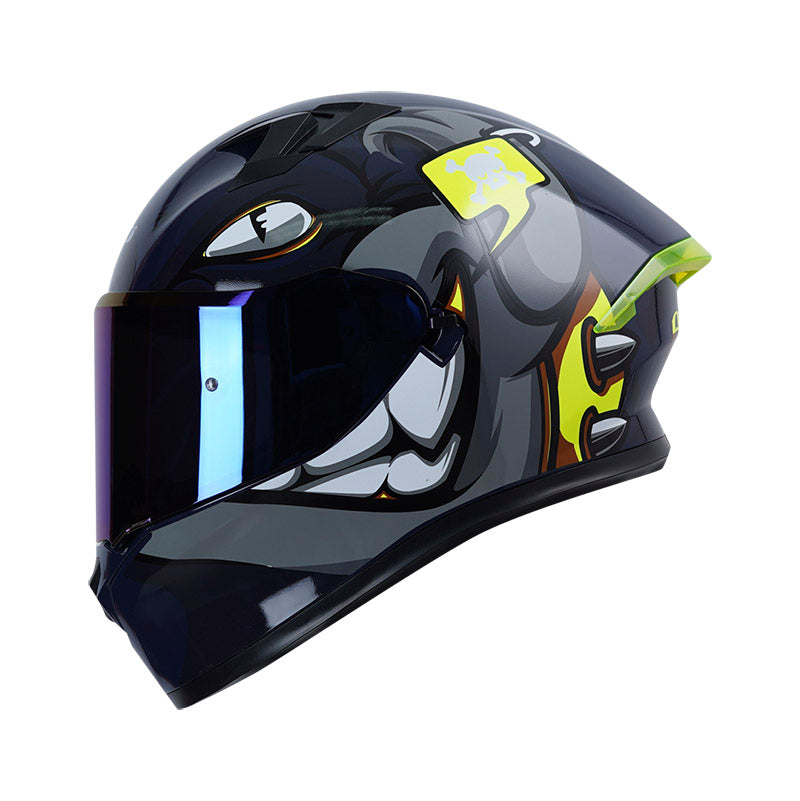 CASCO HRO HRO-523DV AARON AZUL NAVY AMARILLO NEON VISOR AZUL