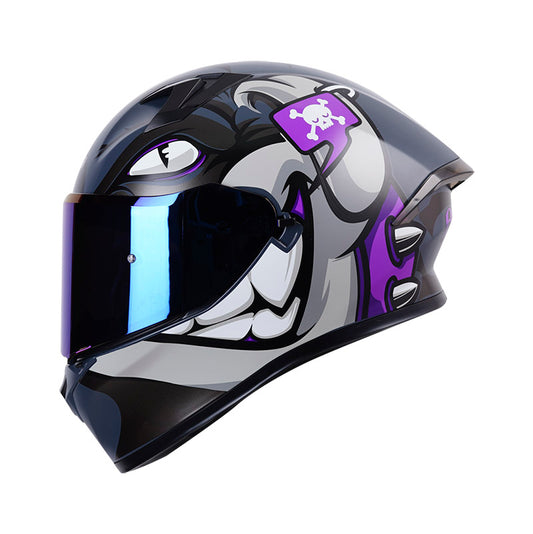 CASCO HRO HRO-523DV AARON MATE GRIS MORADO NEON VISOR AZUL