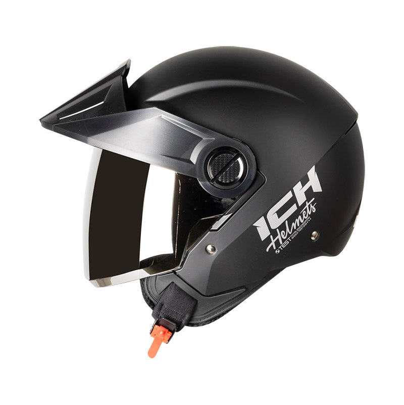 CASCO ICH-102 SOLID EVO MATE NEGRO PLATA VISOR HUMO