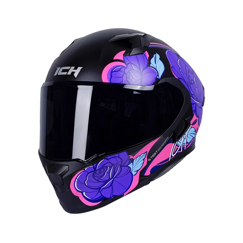 CASCO ICH ICH-3120DV FLOWRISH MATE NEGRO MORADO VISOR HUMO