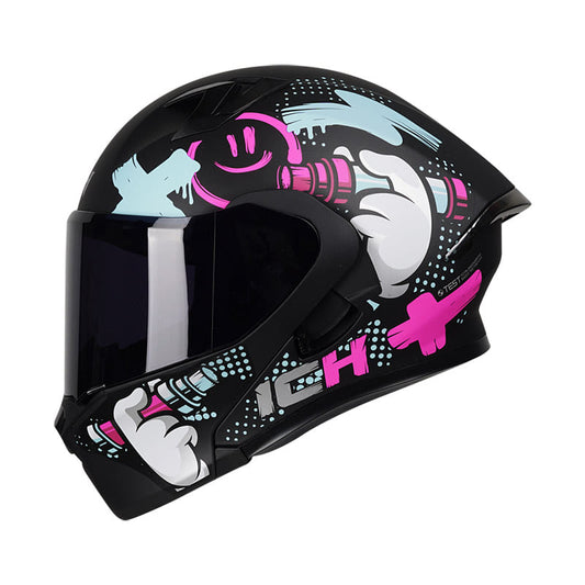 CASCO ICH ICH-3120DV TAGGER MATE NEGRO FUCSIA VISOR HUMO