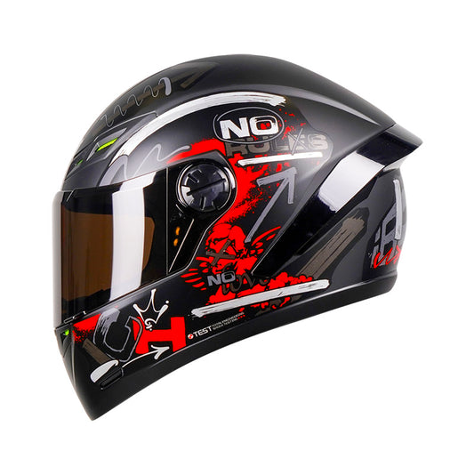 CASCO ICH ICH-501SP BRAAP MATE NEGRO ROJO VISOR HUMO